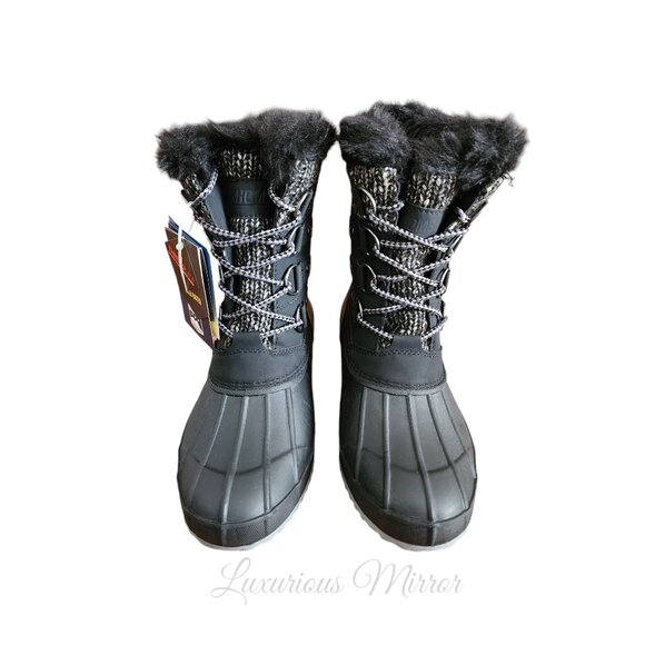 Khombu Kerigan Thermolite Cold Rated Waterproof Faux Fur Trim Lace Up Boots Sz 6 - Picture 7 of 12